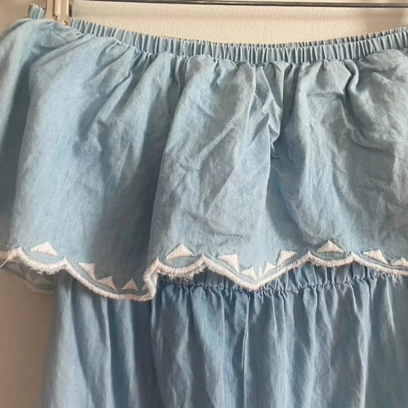 Jessica Simpson Chambray Embroidered Sleeveless Jumpsuit - Picture 7 of 9